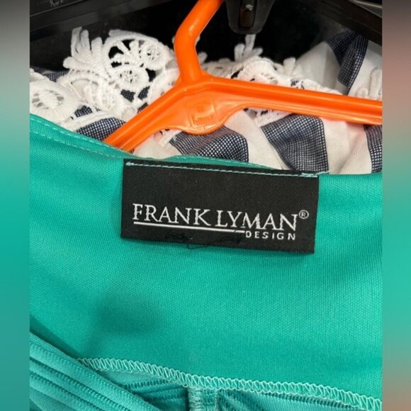 Frank Lyman Turquoise Green Bodycon Dress Textured Ribbed Detail Stretch Fit - Picture 4 of 5